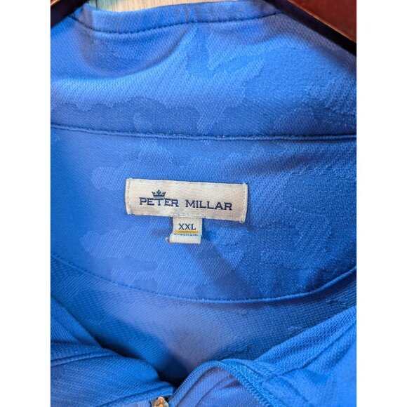 Peter Millar Pullover Mens XXL Blue Camo Quarter Zip Performance Golf Jacket - Picture 5 of 8